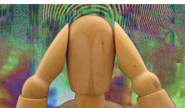 A model of a person with hands on their ears